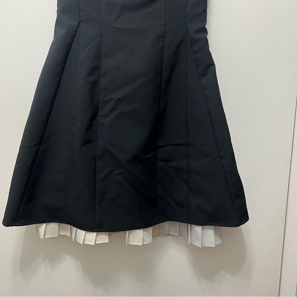 Oh Polly Cressida Bow Detail Pleated A-Line Mini Dress Contrast Black Size 0 - Picture 7 of 14